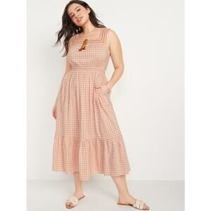 Old Navy Pink Checkered Midi Dress